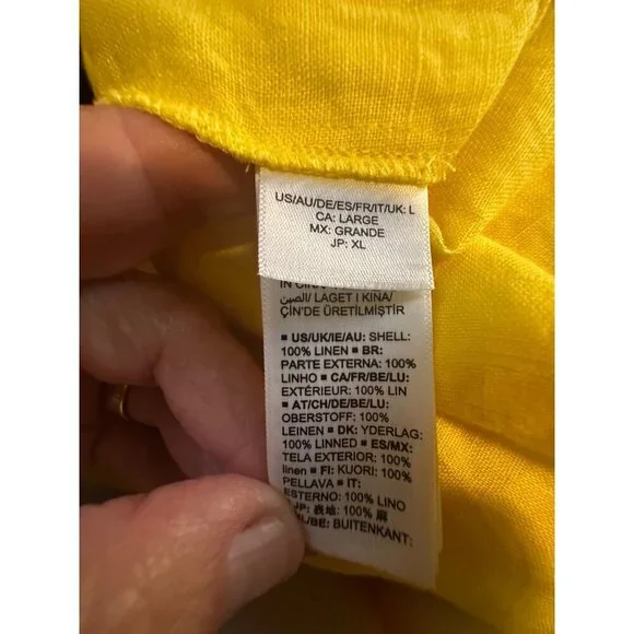 NWT vThe Drop Women's Sade Linen Cutout Midi, Lemon, L - Picture 7 of 7